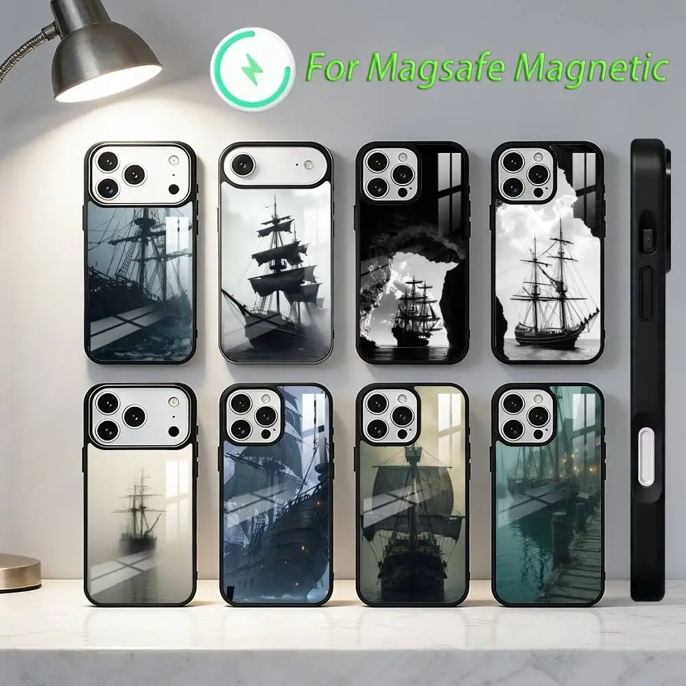 

Pirate S-Ship Cool Phone Case For iPhone17,16,15,14,13,12,11,Plus,Pro,Max For Magsafe Wireless Charging case