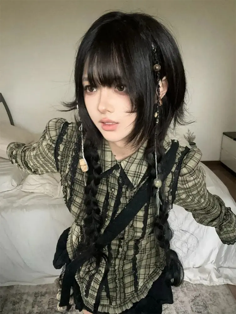 Japońska sukienka dwuczęściowa w stylu vintage punk, sukienki damskie goth kawaii lolita y2k lata 90. harajuku hot girl krótka spódniczka grunge emo chic