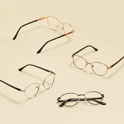 Metal Oval Full Rim Glasses Frame Men Women Medium Spectacle With Spring Hinge For Medical Optical Prescription Lenses