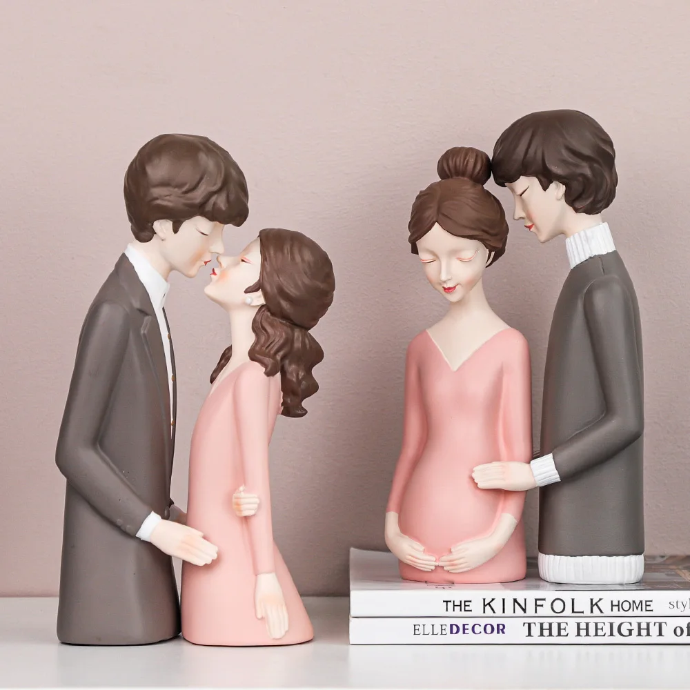 Modern Wedding Gifts Sweetheart Sculptures Young Girl Figurines Sweet Couple Pregnant Woman Statue Miniatures For Home Decor New