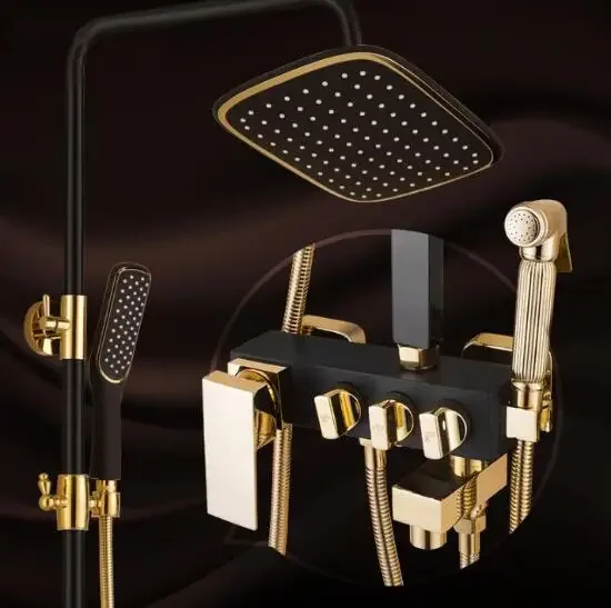 Bathroom Luxury black Golden shower mixer with bidet bath and shower mixer set bathroom Shower faucet Bathtub Faucet Sets