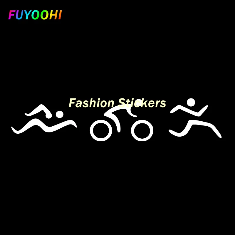 FUYOOHI Exterior/Protection Fashion Stickers Coolest Triathlon Swim Cycling Run Unique Silhouette Car Sticker PVC Decor Graphic