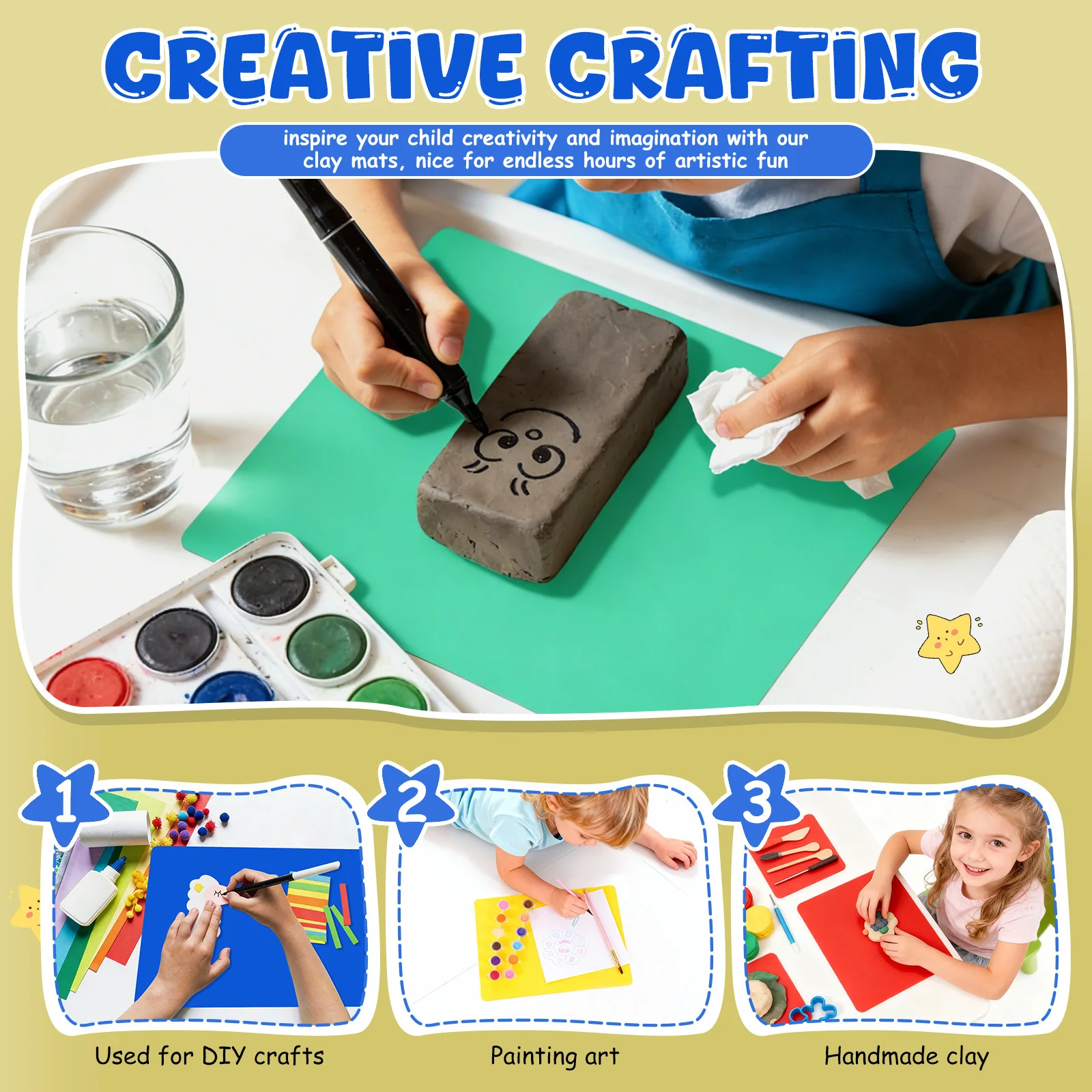 8Pcs Plastic Polymer Clay Cutting Boards Pottery Mats DIY Clay Pads Mats Surface Protector