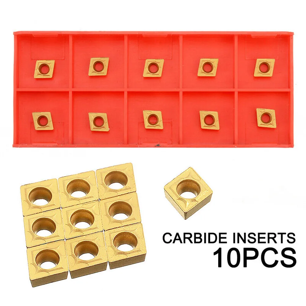 10pcs CCMT060204-HM YBC251 Carbide Inserts for CNC Lathe Turning Tools with TiN Coating for Semi-Finish Steel Machining