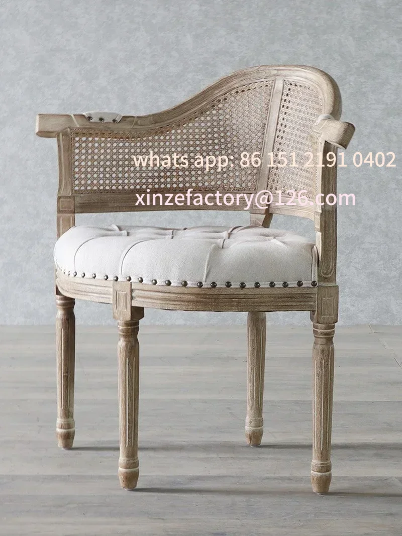 カスタマイズ可能なフランス風カントリーチェア、アメリカンライトラグジュアリーレトロスタイルのダイニングチェア、コーヒー