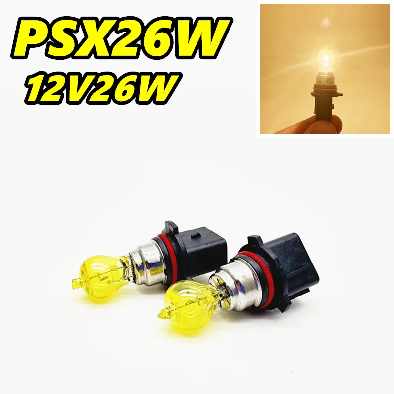 

2Pcs PG18.5d-3 yellow PSX26W Halogen Bulbs Suitable For Car Driving Lights DRL Front Fog Lamp 3000K Quartz Glass 12V26W