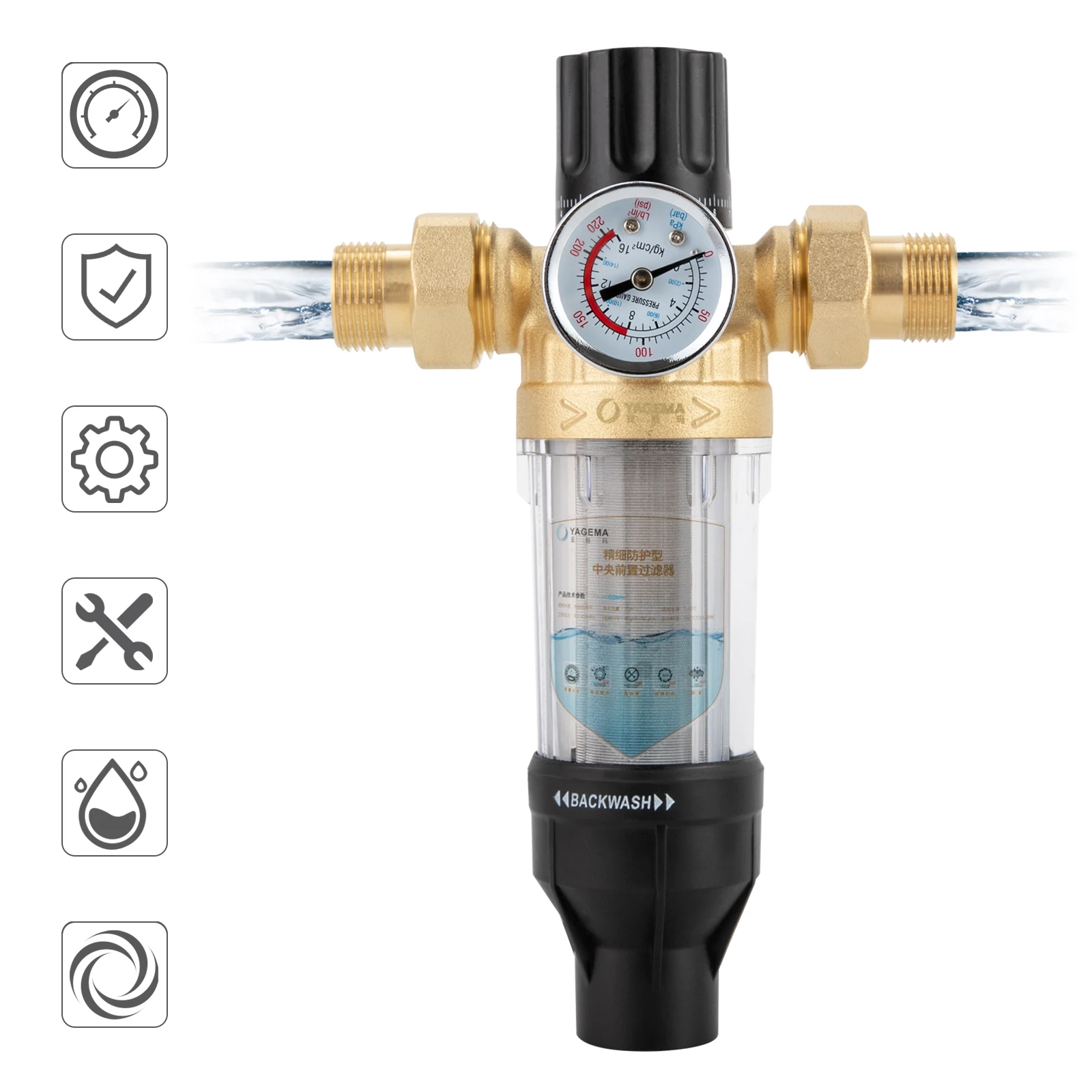 Rohrmontierter Spin-Down-Sedimentfilter, anwendbare Temperatur -30–100 ℃ /-22-212 ℉ Geeignet für Häuser, Restaurants, Hotels, Schulen – Detail 4
