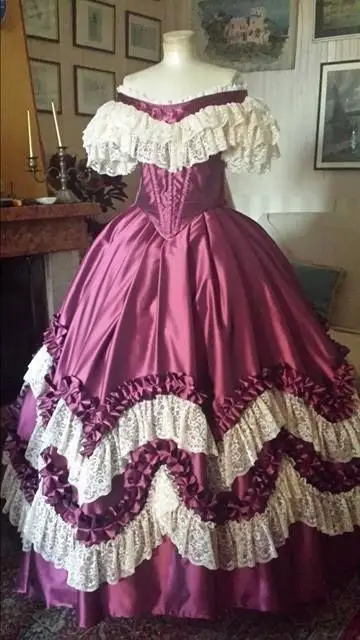 

1860s Victorian Civil War Dress Medieval Ball Gown Vintage Costumes Renaissance Historical Period Revolution Georgian Dress