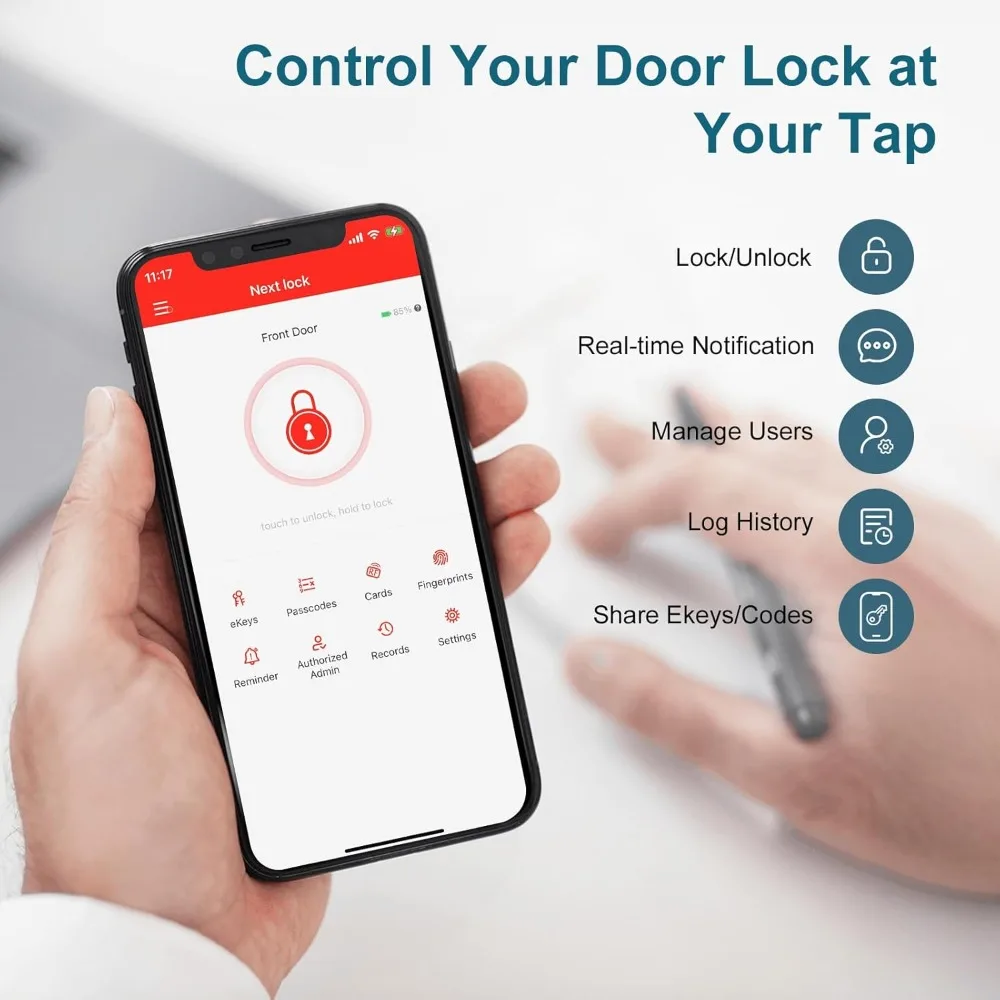 Smart Door Lock, Fingerprint Deadbolt with Keypad, Keyless Entry Front Door Lock for Home and Apartment, App Control Compatible