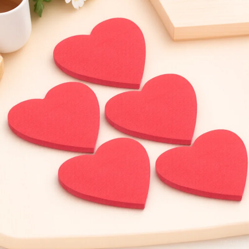 

Red Heart Shaped Memo Pads Portable Reminder Notepads Office Self-Adhesive Note Tabs Book Markers
