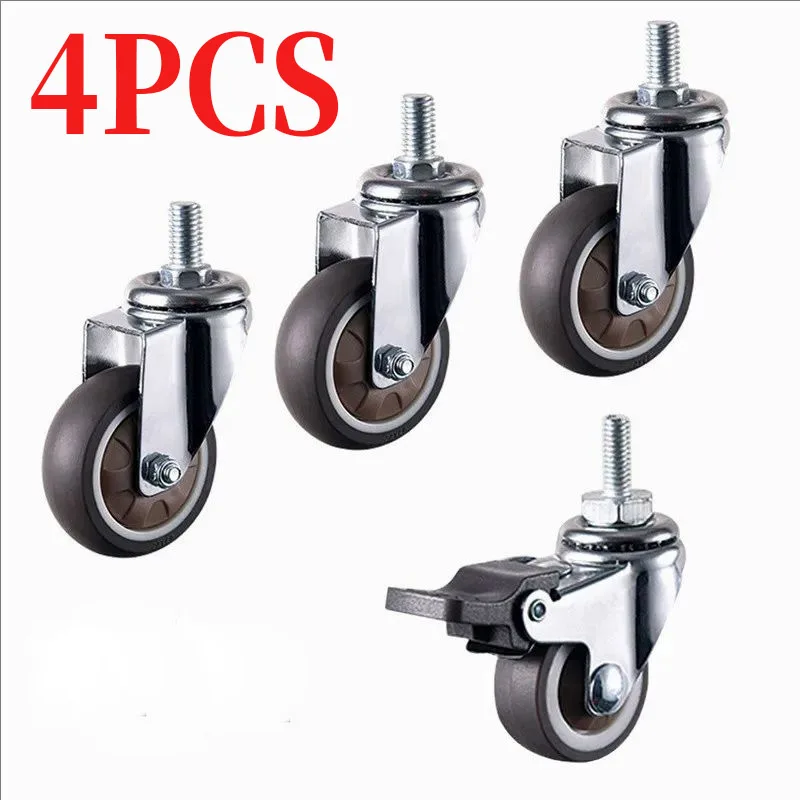 

4pcs Furniture Casters Wheels Soft Rubber Swivel Caster Quite Roller Wheels for Trolley Baby Crib Bed Wheels Household Accessory