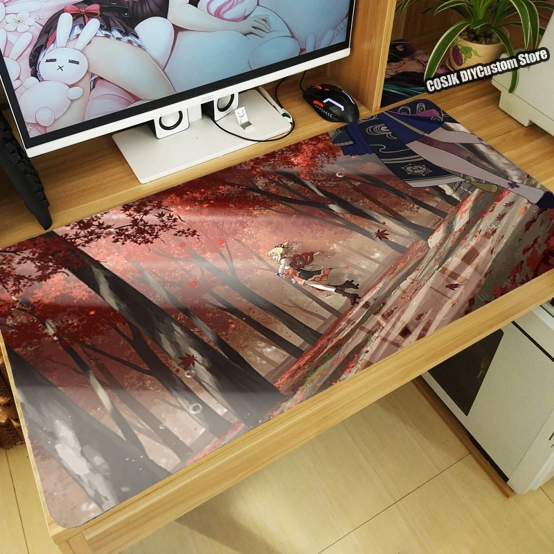 Anime Game Genshin Impact Kamisato Ayaka Yoimiya Mouse Pad Large Non-slip Keyboard Desk Mat Computer Mousepad Gaming Accessories