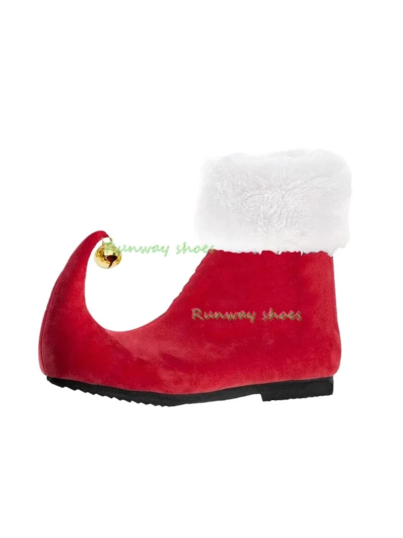 elves dress up boots aldult red Pom-poms decorate Pointed party boots  role play Halloween Strange costumes Ankle boots  2026