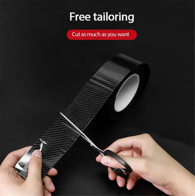 Nano Carbon Fiber Car Adhesive Tapes DIY Paste Strip Auto Door Sill Side Mirror Anti Scratch Stickers Waterproof Protection Film