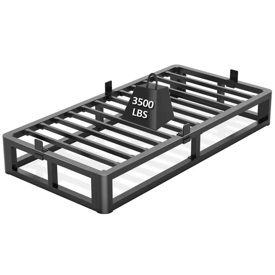 

Anti Bending and Round Corner Legs 10 inch Metal Twin Bed Frame 3500 LBS Heavy Steel Slats Support Platform Bed Frames No Box Sp