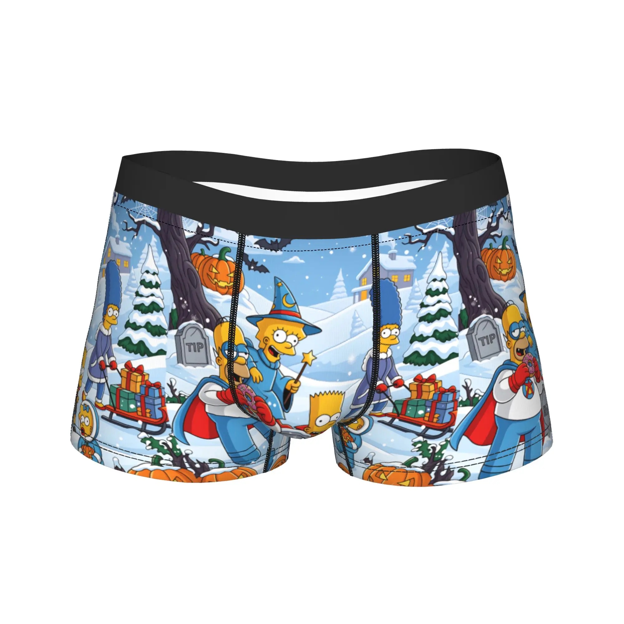 S-Simpsons Happy Holidays Halloween Christmas Boxer Brief  Underwear Hot Sale Men Classic Boxer Shorts Printing Oversize Panties