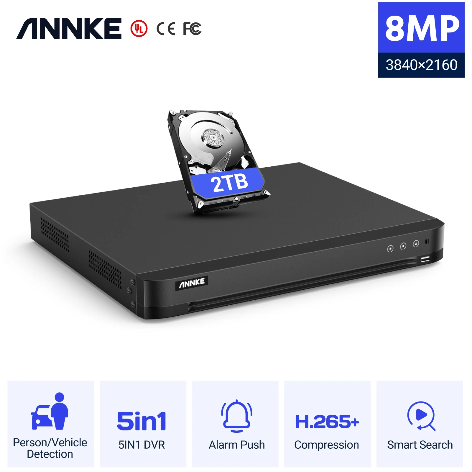 

ANNKE 16CH 8MP 5in1 HD TVI CVI AHD IP Security DVR Recorder H.265+ Video Recorder Email Alert Motion Detection Onvif CCTV System