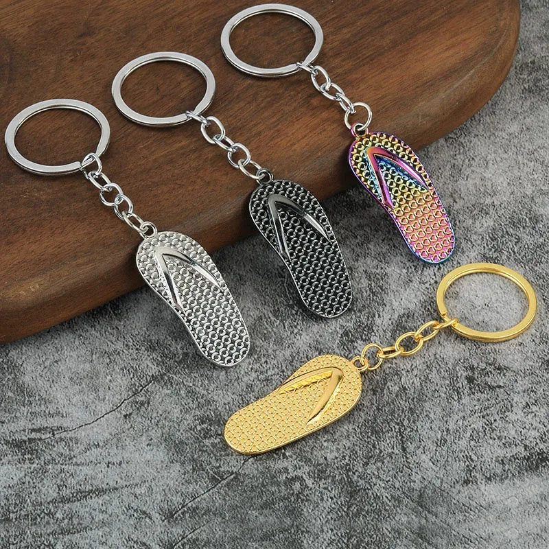 Simulation Flip-flops Key Chain Creative Personality Metal Mini Slipper Shoe Model Student Mobile Phone Car Bag Pendant Gift