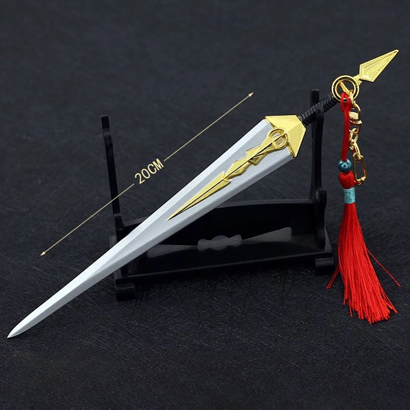 22Cm Anime Douro Vasteland Zeven Zwaard Randapparatuur Metaal Materiaal Wapen Model Katana Speelgoed Zwaard Samurai Zwaard Cosplay Prop Gift