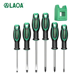 LAOA 6PCS/9PCS Screwdrivers Set Cr- V Screw Driver Slotted and Phillips Screwdrivers Hand Tools Kit