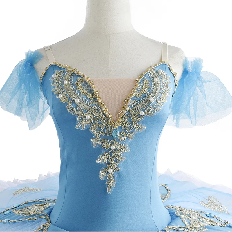 Vestido de balé para mulheres e meninas, Blue Swan Lake, panqueca tutu, bailarina vestido para adulto e criança