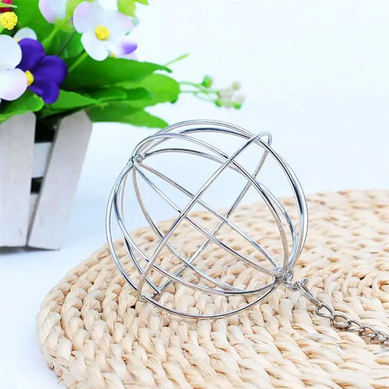 Stainless Steel Round Sphere Hay Feeder Dispense Exercise Hanging Straw Ball for Guinea Pig Hamster Rat Rabbits Pet Supplies