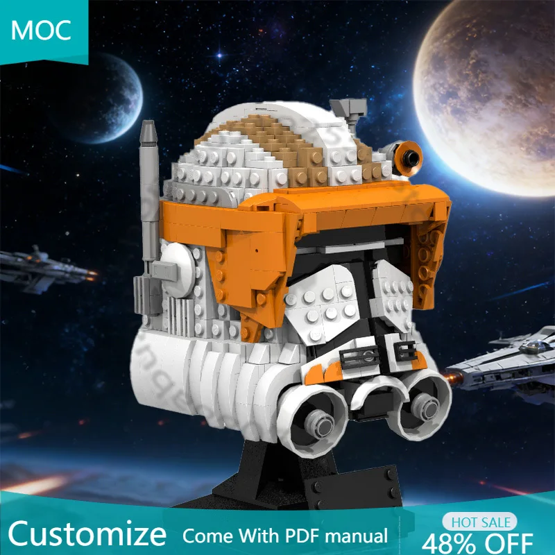 

860 деталей: Модель шлема Phase 2, буст-модель шлема MOC, модульный конструктор, креативный дизайн, развивающая игрушка, подарок на праздник, сделай сам