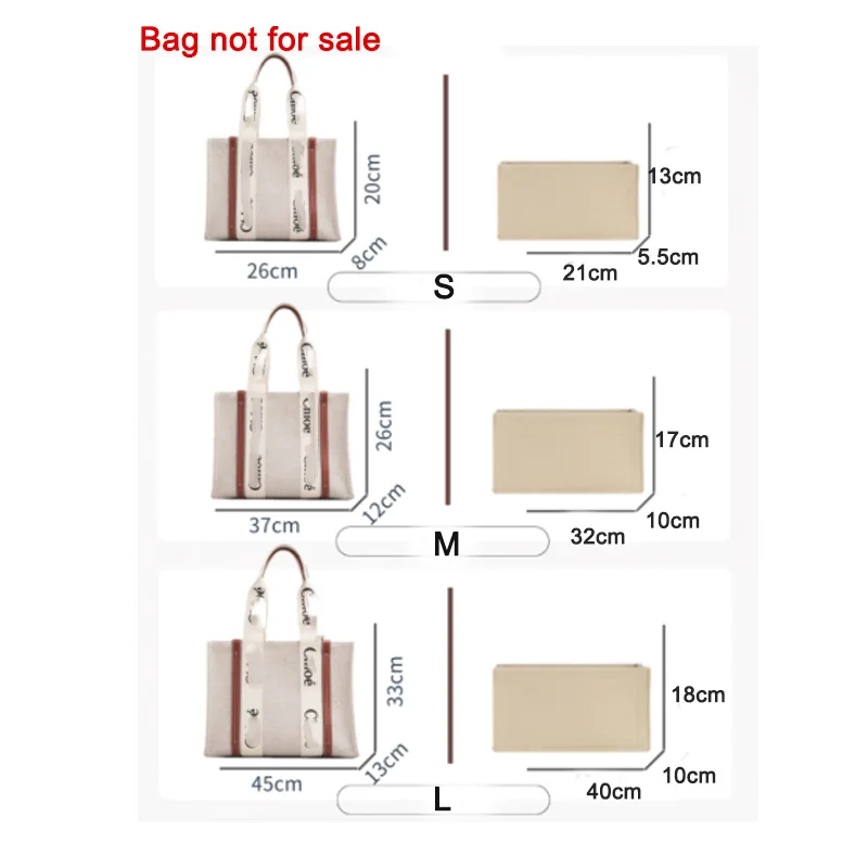 Feltro Maquiagem Linner Bag com porta-copos, bolsa de luxo das mulheres, Tote Shaper, Organizador da bolsa, Inserir Fit para Tote De Madeira