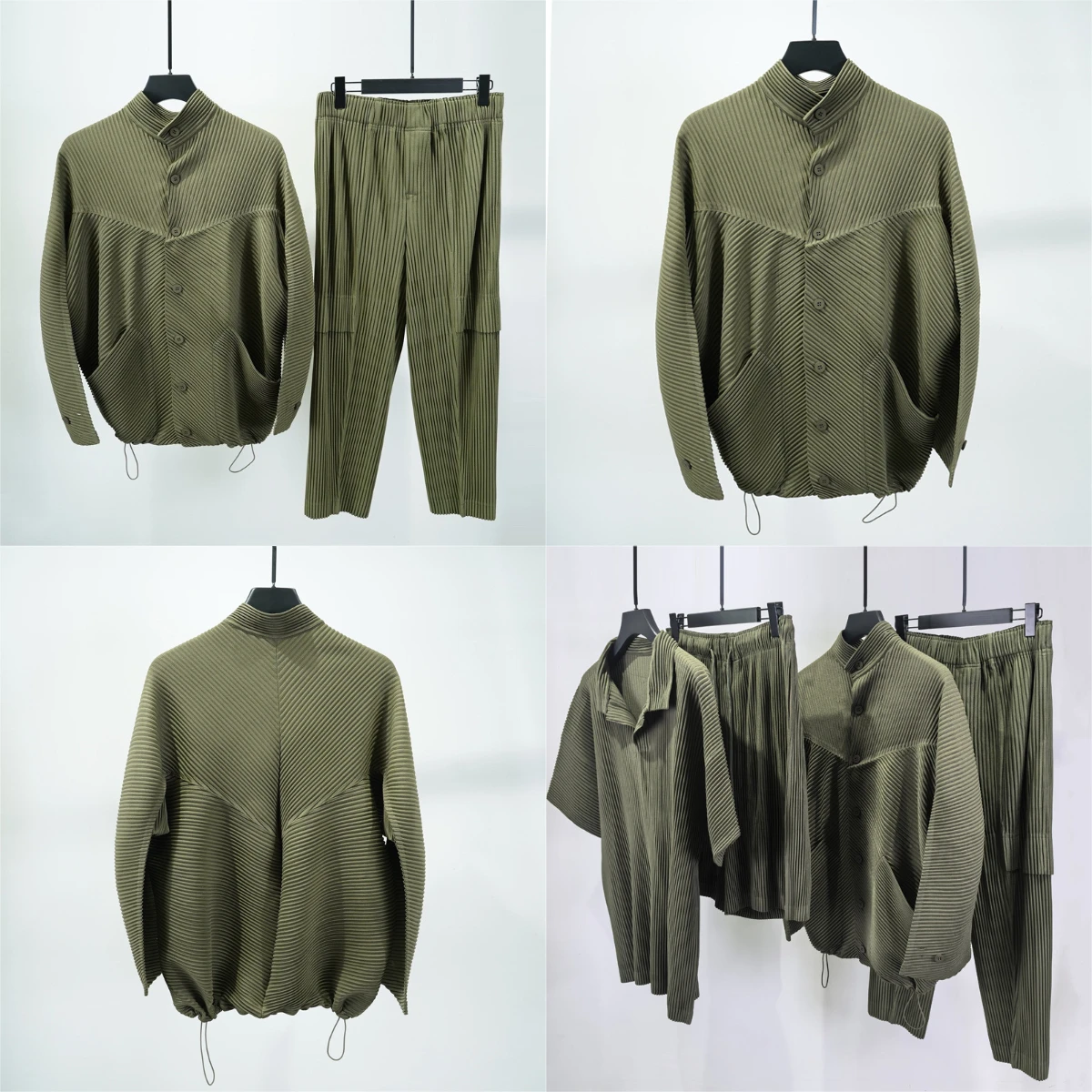 ชุดสูทลำลองผู้ชายสไตล์พลีท Miyake คอลเลคชั่นฤดูใบไม้ร่วง 2025 แจ็คเก็ตเทรนด์สปอร์ตแฟชั่น ทรงหลวม ชุดสองชิ้นแบบพลีท