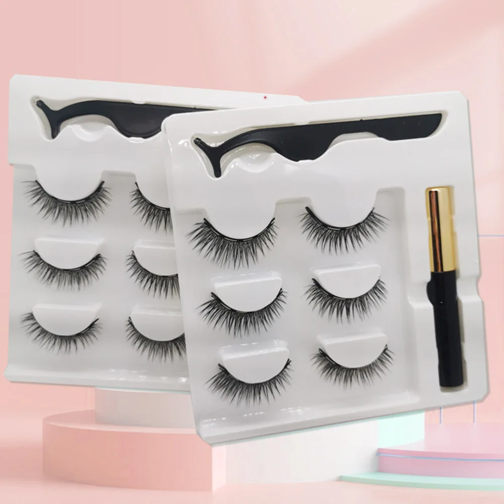 3 Pairs False Eyelashes 3 Pairs Natural Look False Lashes Kit Fake Lashes for Woman