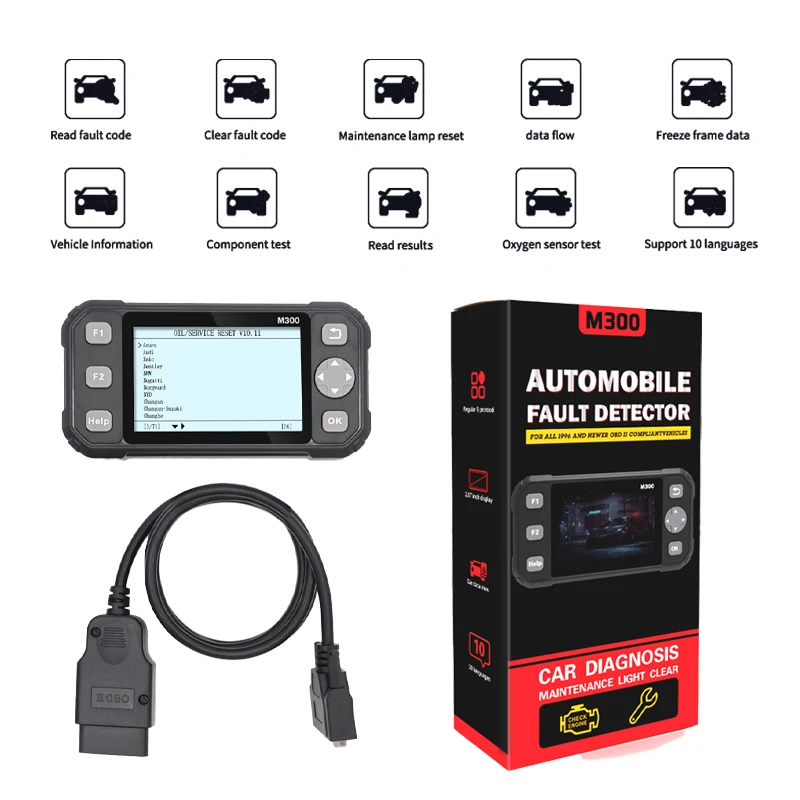 

M300 EOBD OBD2 Scanner Check Engine Code Reader Scan Tool with EPB Oil Light Reset Airbag Car Diagnostic Scanner