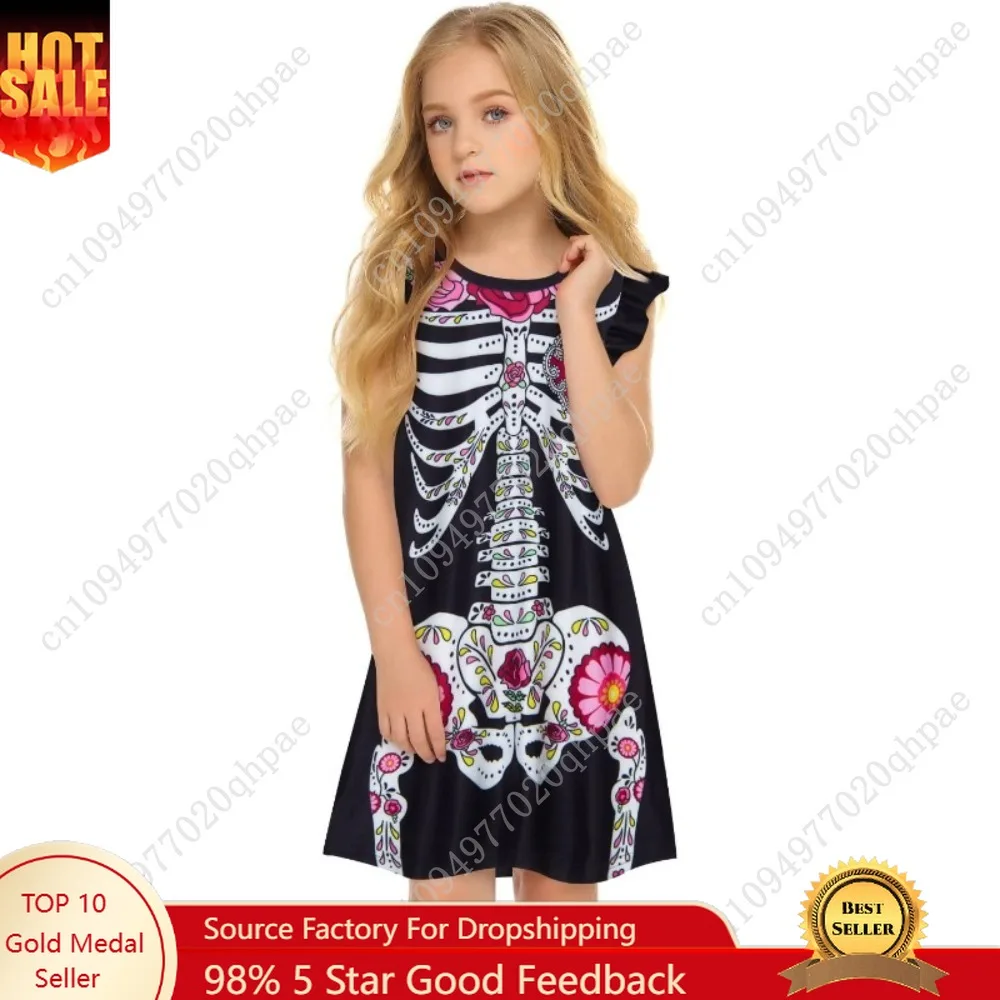 

uideazone Girls Nightgowns Flutter Sleeve Pajamas Dress 3D Printed Princess Nightdress Size 5-12