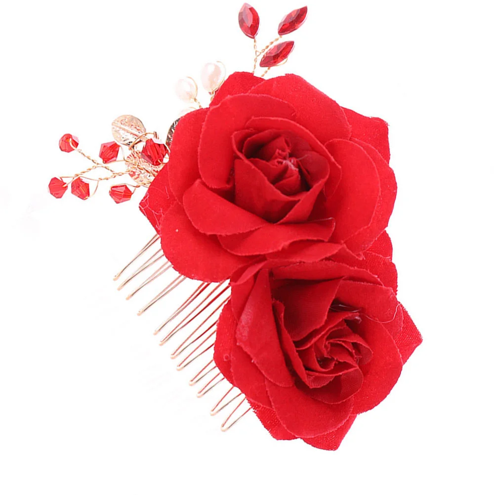

Artificial Rose Hair Comb Elegant Bridal Headdress Wedding Flower Headpiece Romantic Bridal Hair Accessories Flower Headdress