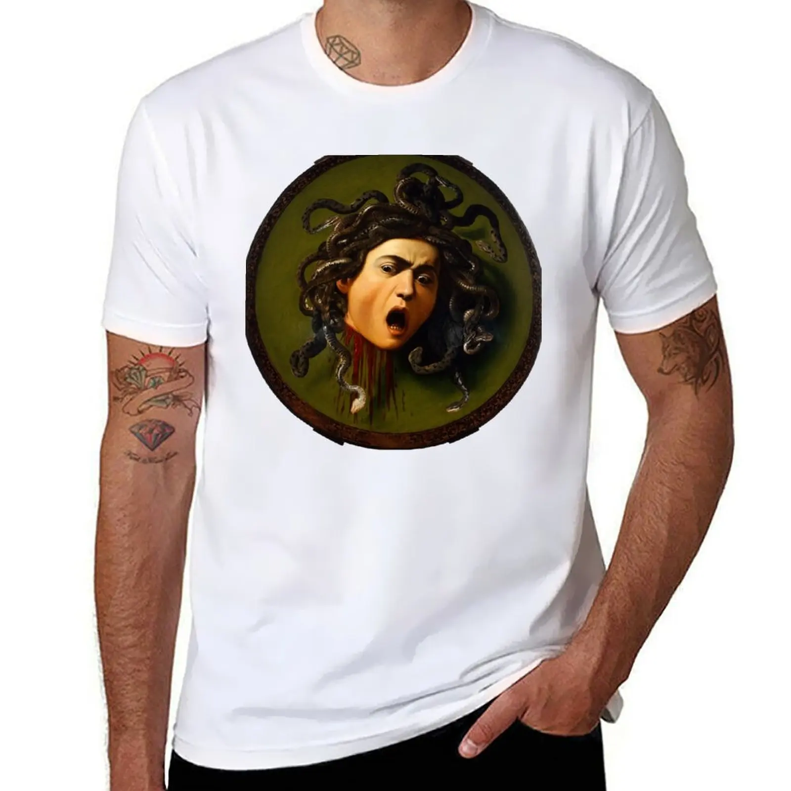 Medusa by Caravaggio T-Shirt Basic All Season Solid T-Shirt