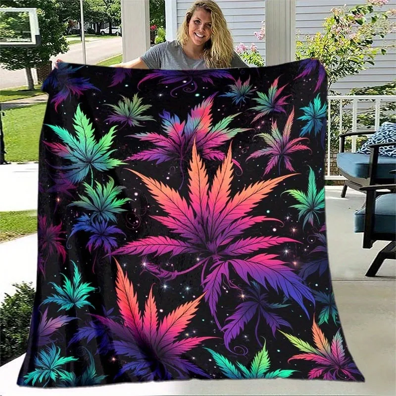 Colored Maple Leaf Thin Blanket For Home Lightweight Flannel Throw For Sofa Bed Fleece Blanket With Soft And Warm Flannel Fabric