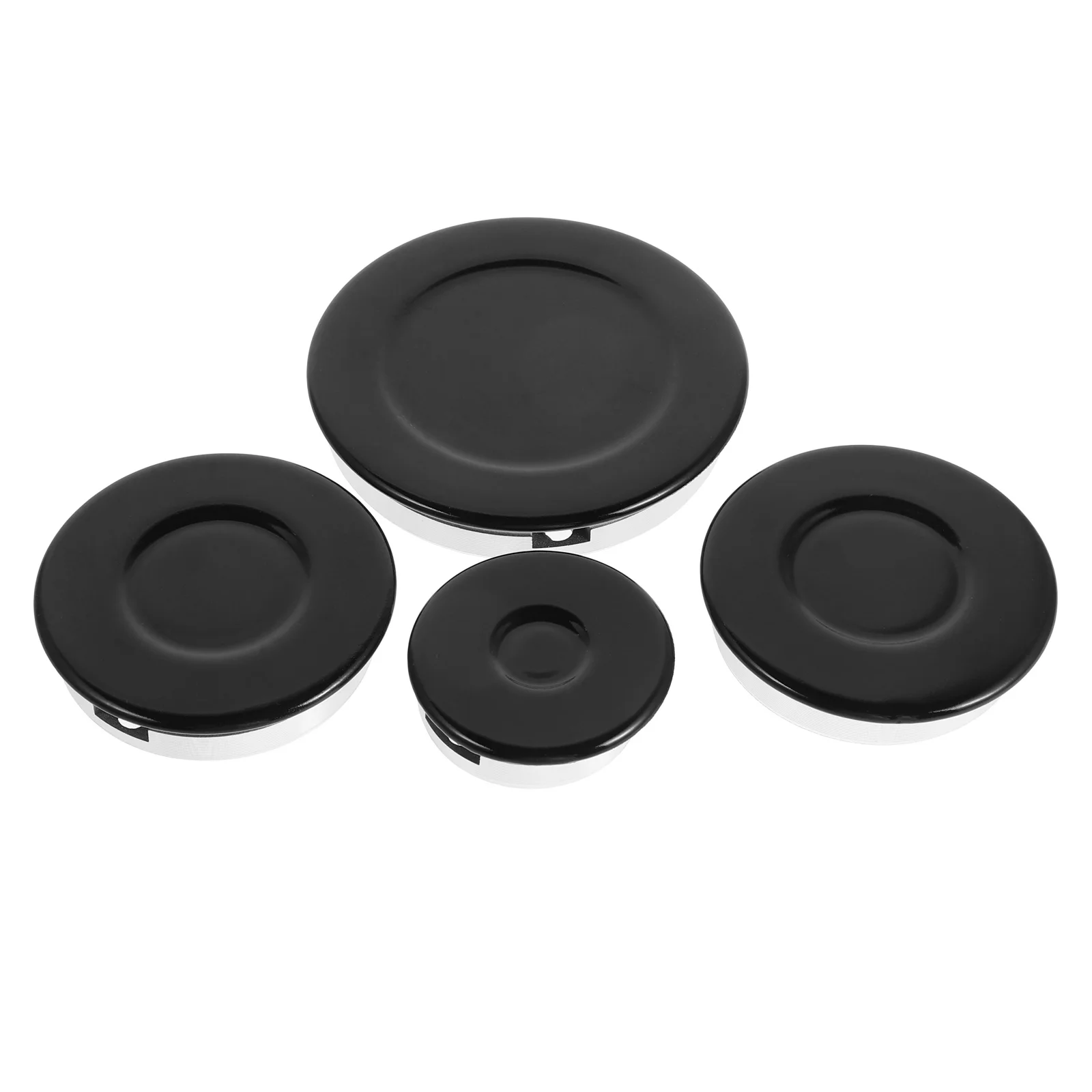 

Gas Stove Burner Caps Cooker Hat Set Concave Surface Flame Cap Distribute Flame Covers Replacement Kit Black for Gas Electric