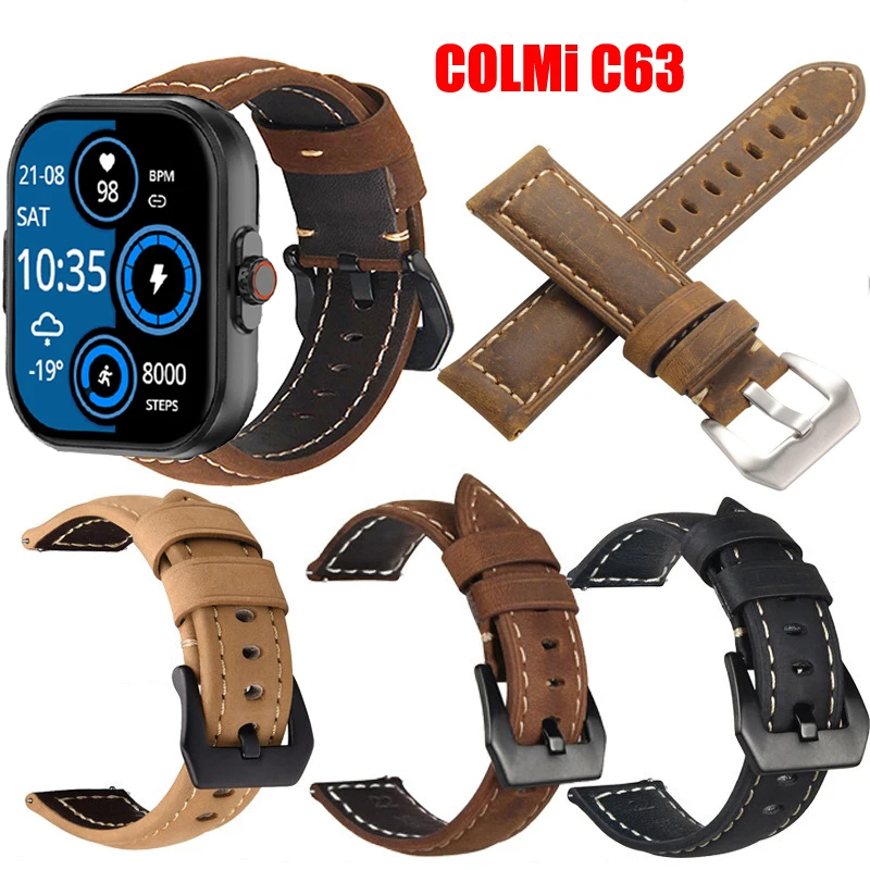 

20mm 22mm Quick Release Leather Straps for COLMi C63 C81 Quality Genuine Retro Genuine Leather Watchband Accessories