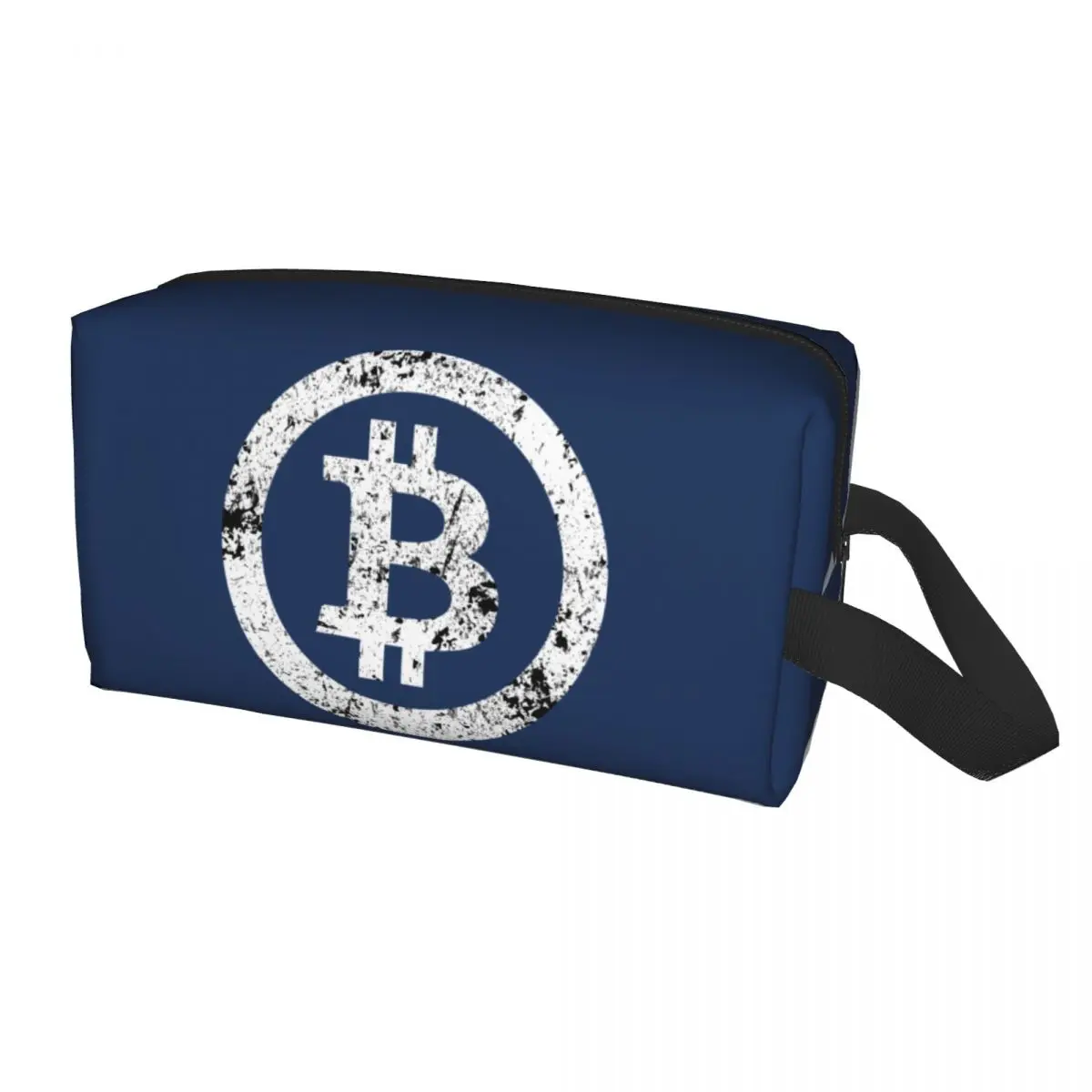 Custom Bitcoin Symbol Toiletry Bag Crypto Currency Traders Vintage BTC Geek Cosmetic Makeup Ladies Beauty Storage Dopp Kit Case