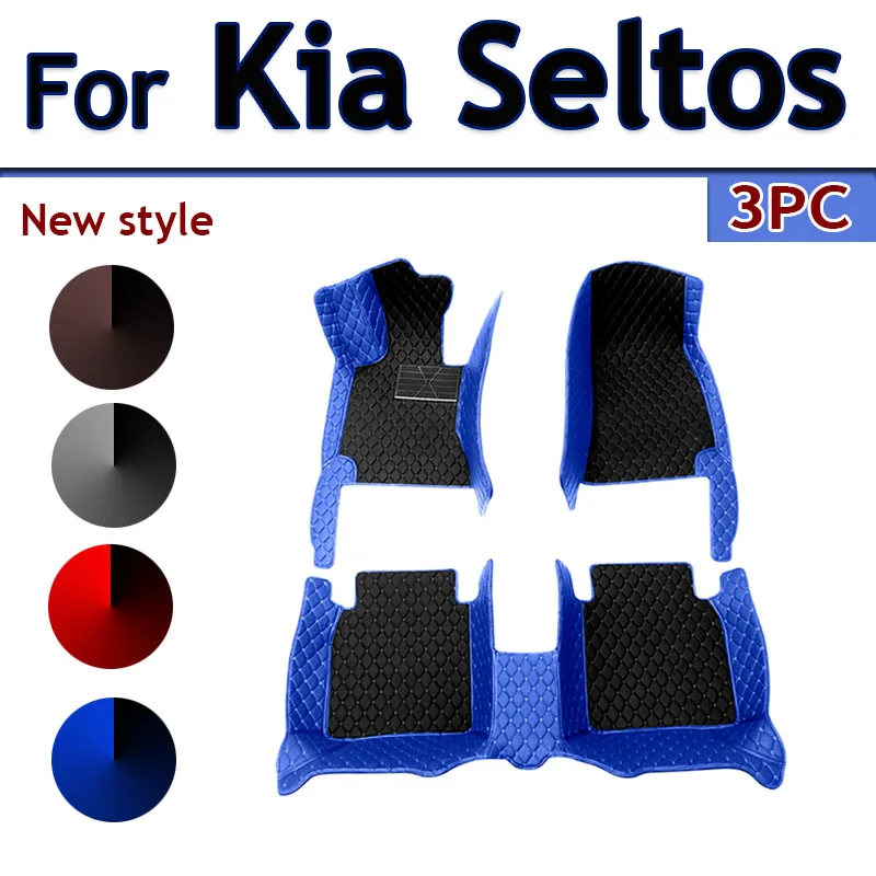 

Car Floor Mats For Kia Seltos 2020~2022 Luxury Leather Mat Waterproof Rugs Carpet Anti Dirty Pad Interior Parts Car Accessories