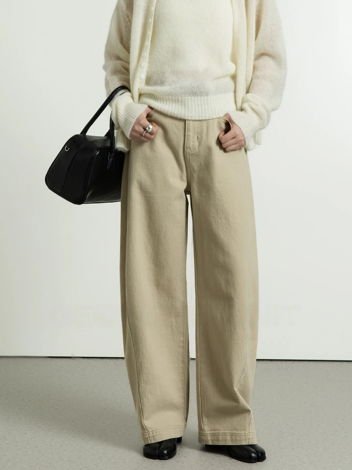 

High Waist Geometric Slimming Wide Leg Jeans Women's Spring Summer Cotton Blend Comfortable Casual Straight Cut Denim Pants