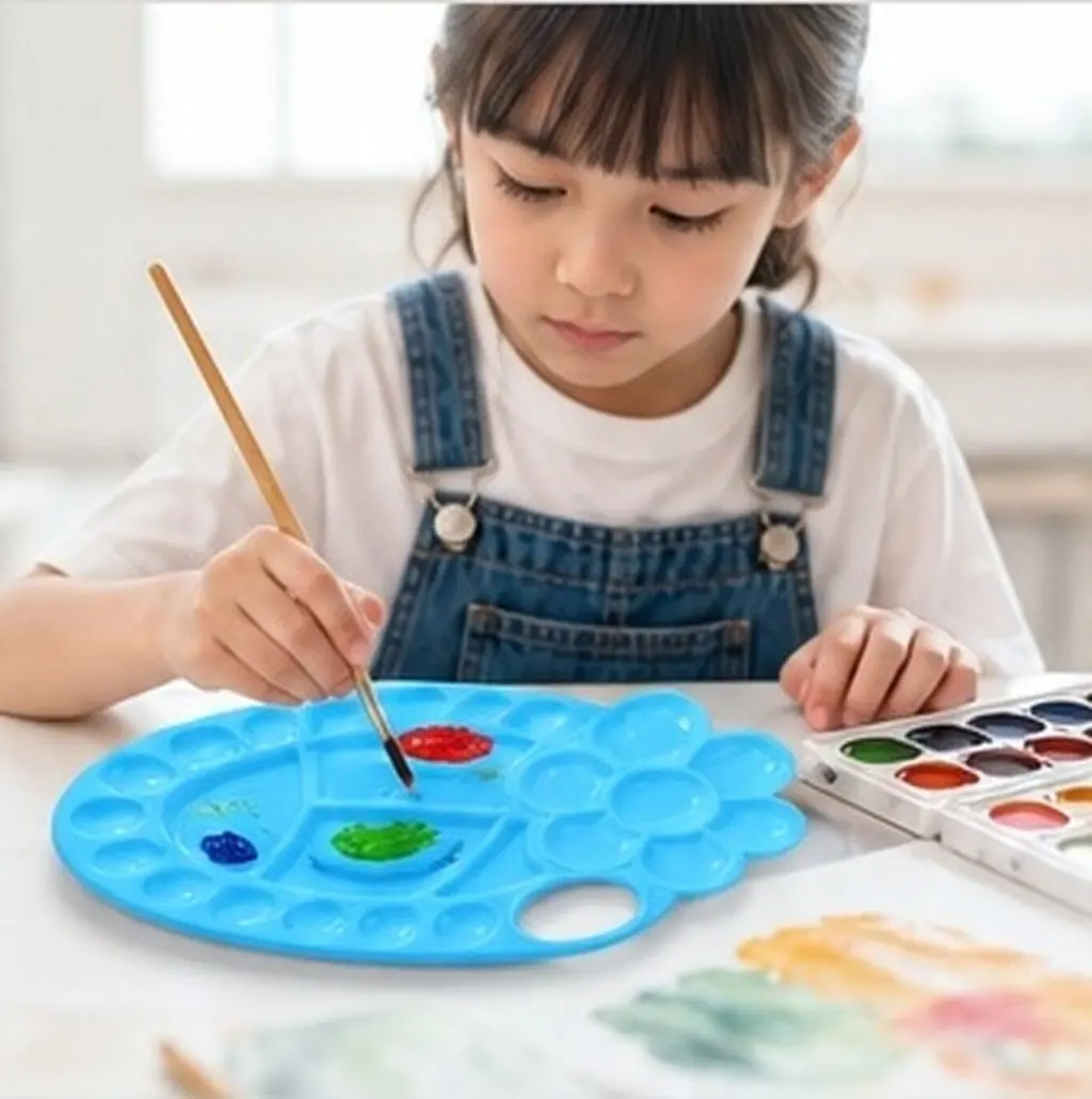 8Pcs Color Mixing Plate Plastic Pigment Tray Portable Lightweight DIY Painting Supplies Artist Pallet Paint Palettes