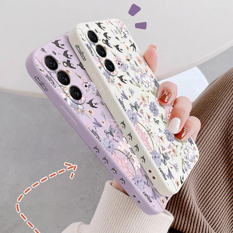 A 55 Wilted Flower Silicone Phone Case For Samsung A55 A50 A52S A53 A54 A51 A23 A22 A31 A34 A33 A32 A70 A71 A72 A91 Cover