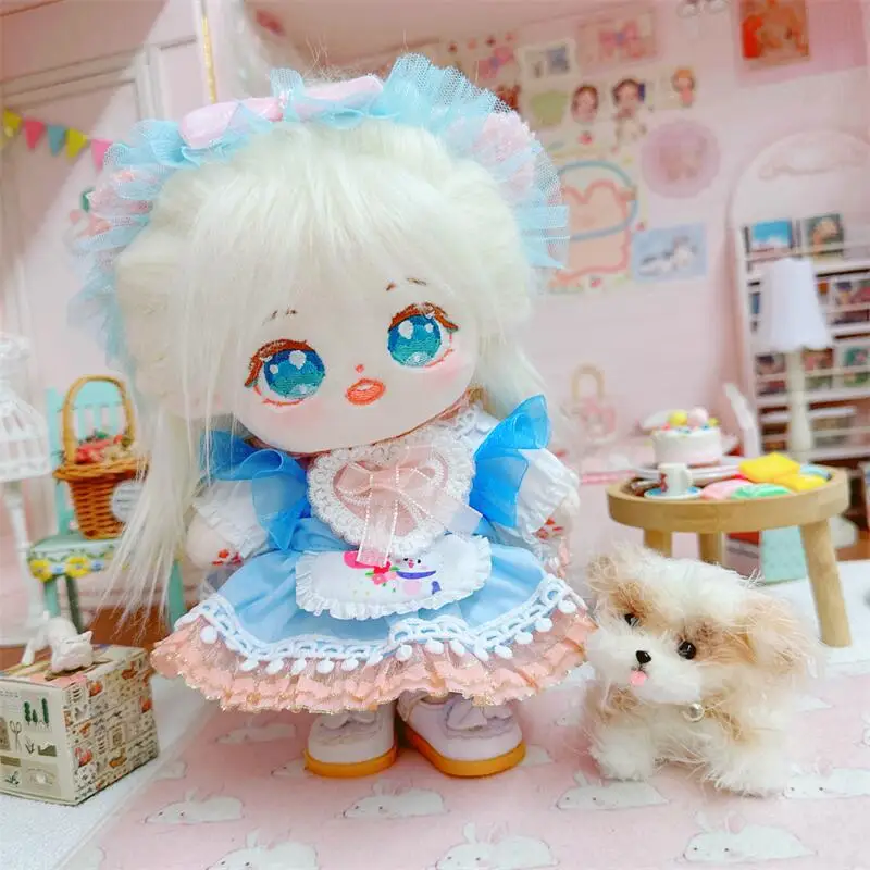 Cute Beautiful Bow Dress Plush Doll for 20cm Kawaii Stuffed Naked Cotton Doll DIY Toys for Girls Kids Fans Collection Presents