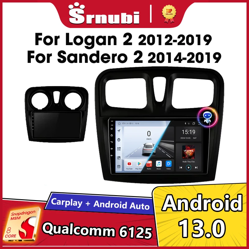 

Srnubi Android 13 Carplay Car Radio Multimedia Player for Renault Logan 2 Sandero 2 2012 - 2019 2 Din GPS Stereo DVD Head Unit