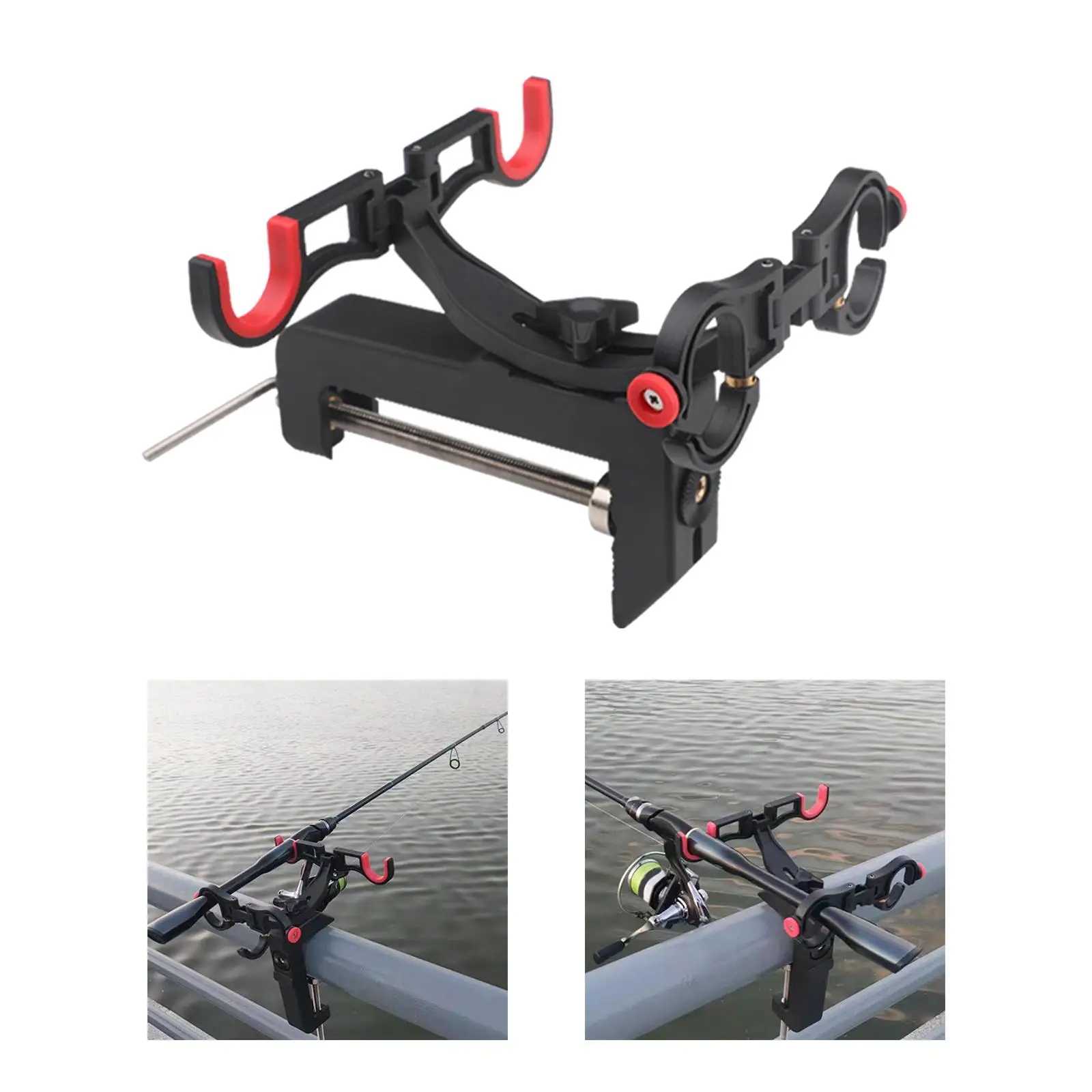

Fishing Rods Holder Clamp on Deck Mount Horizontal Vertical 2 Rod Rack Fishing