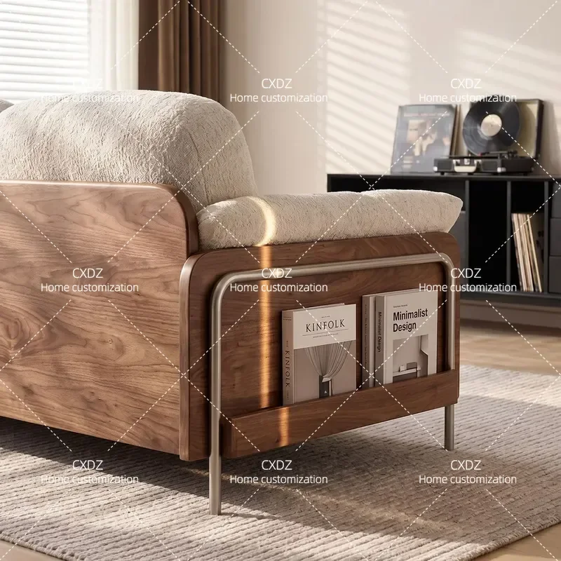 Cedar Fabric Sofa Removable Washable Small Apartment Straight Row Simple Cream Style Modern Flannel Sofa