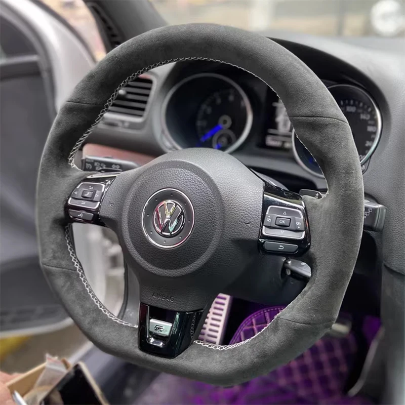 

Кожаный замшевый чехол на руль для VOLKSWAGEN Sagitar Lavida plus Bora Magotan Tayron Passat Golf DIY