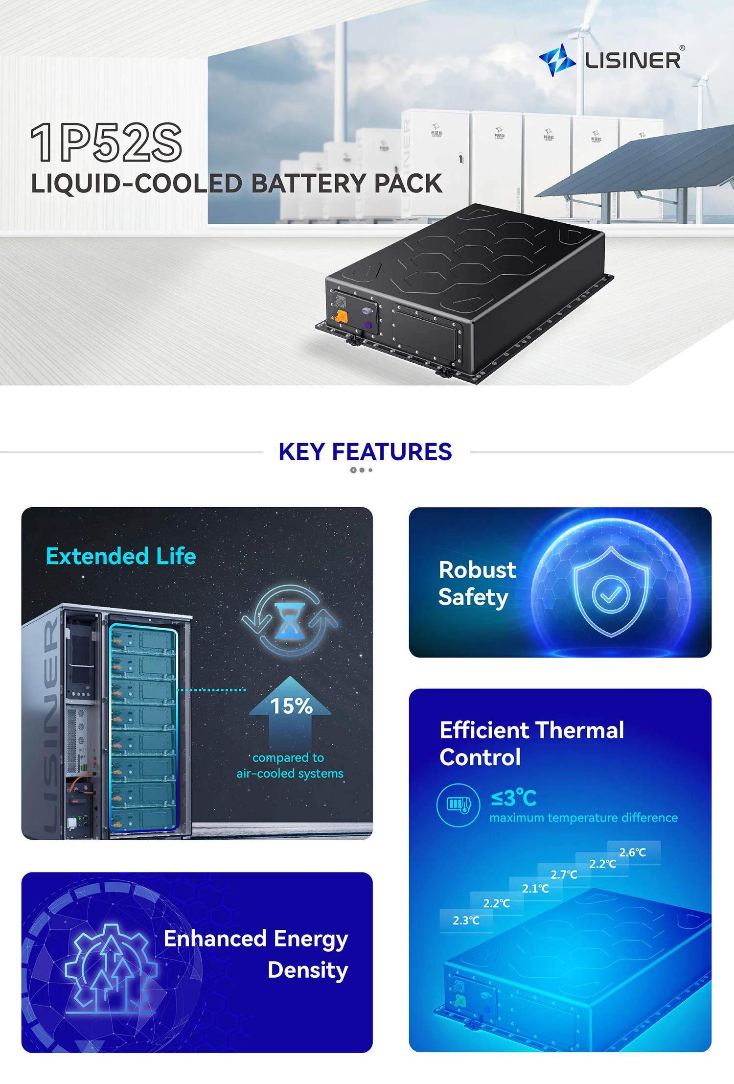 BESS LiFePO4 Industrial Commercial Storage Battery Pack 280AH-314AH Range 50KWH-60KWH Off-Grid Liquid Cooling System On-Grid