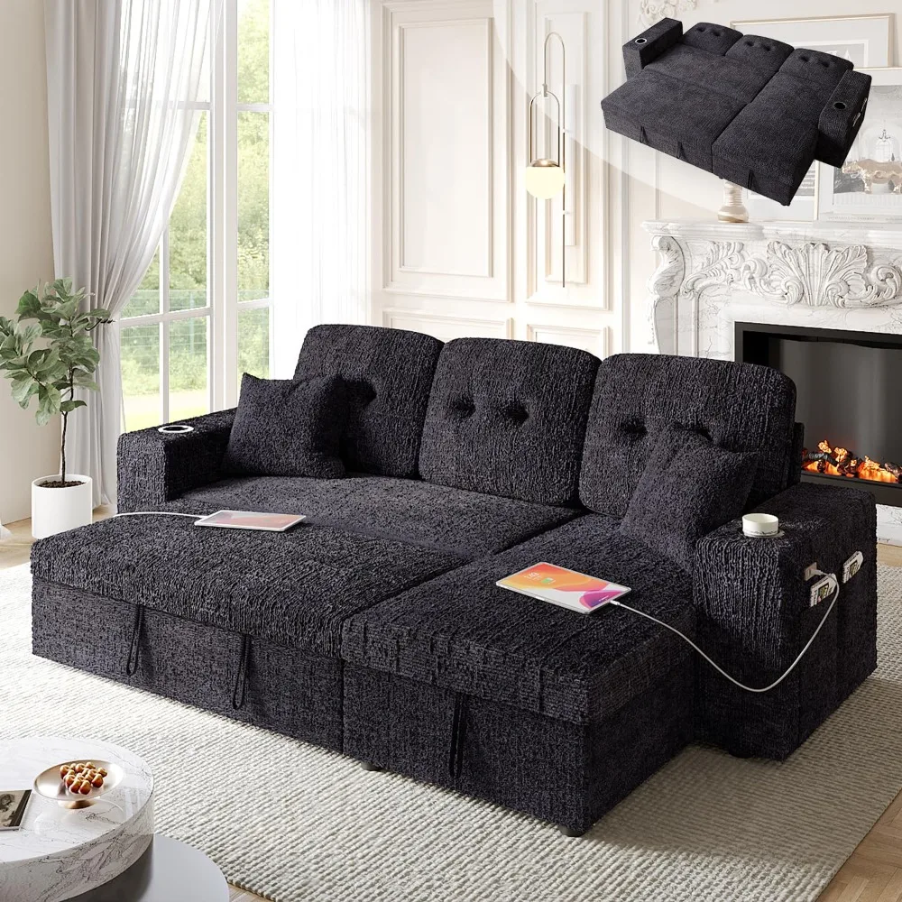 

Диван-кровать 90 дюймов, раскладной диван-кровать 4-в-1 с регулируемой спинкой | Реверсивный шезлонг-трансформер | Широкий, настраиваемый