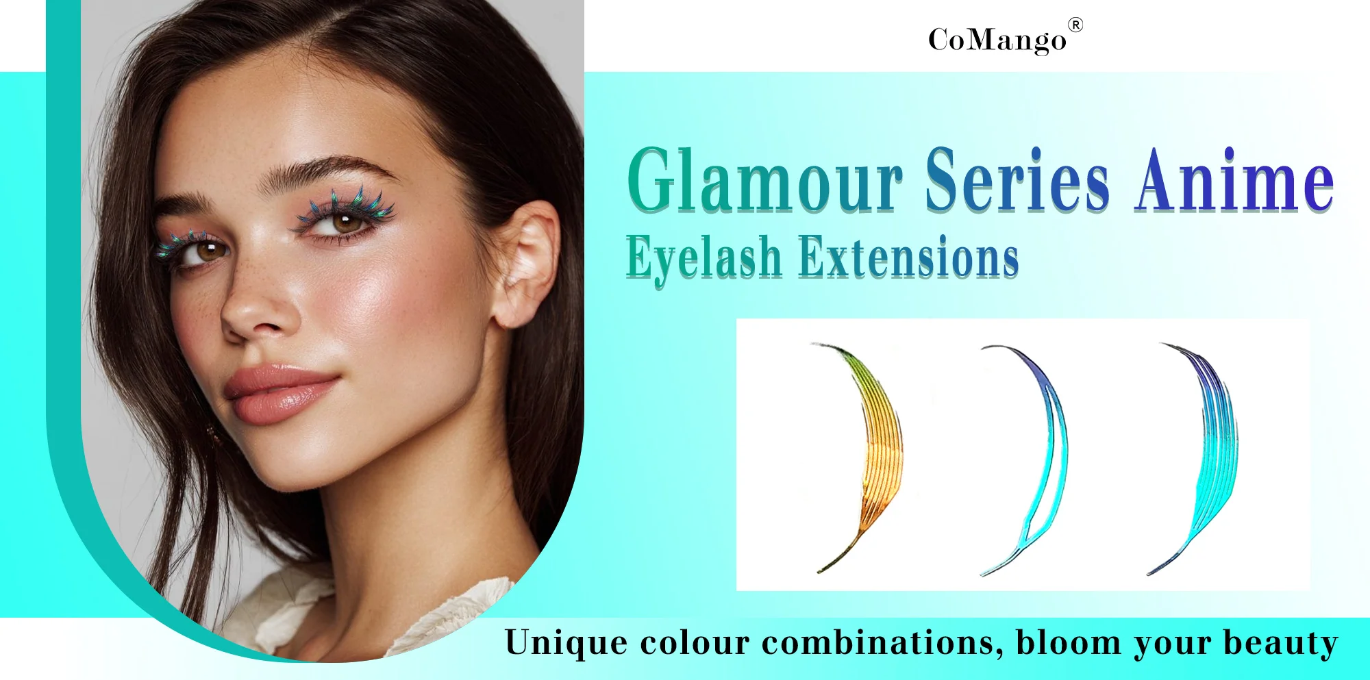 CoMango Glamouröse Comic-Spire-Wimpernverlängerungen Hochwertige doppelseitige bunte falsche Wimpern 0,07 mm Mix 8–15 mm Wimpern – Detail 2